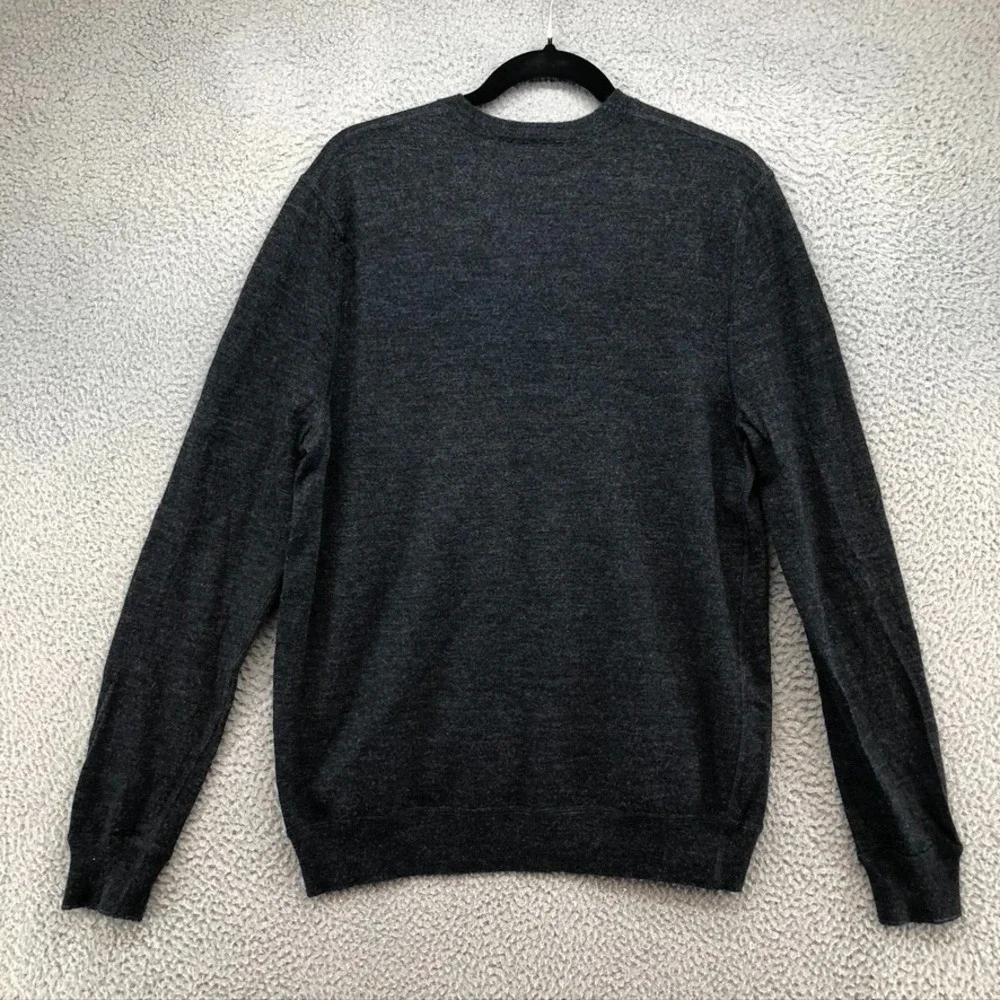 Banana Republic Wool Sweater Jumper Mens Large Gray Preppy Academia V Neck Y2K